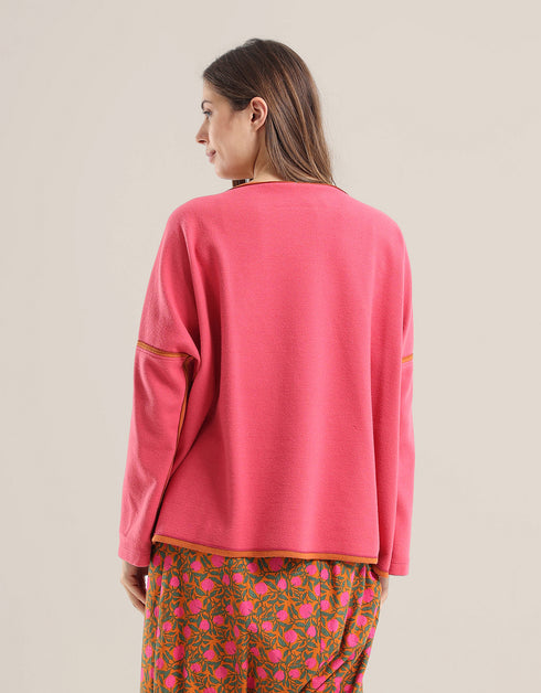 Oversized jacquard sweater with long sleeves